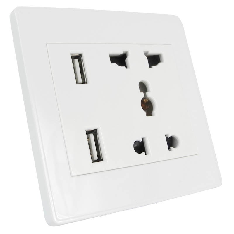 MengsLED – MENGS® Universal Wall Mains Socket With Two USB Chargers ...
