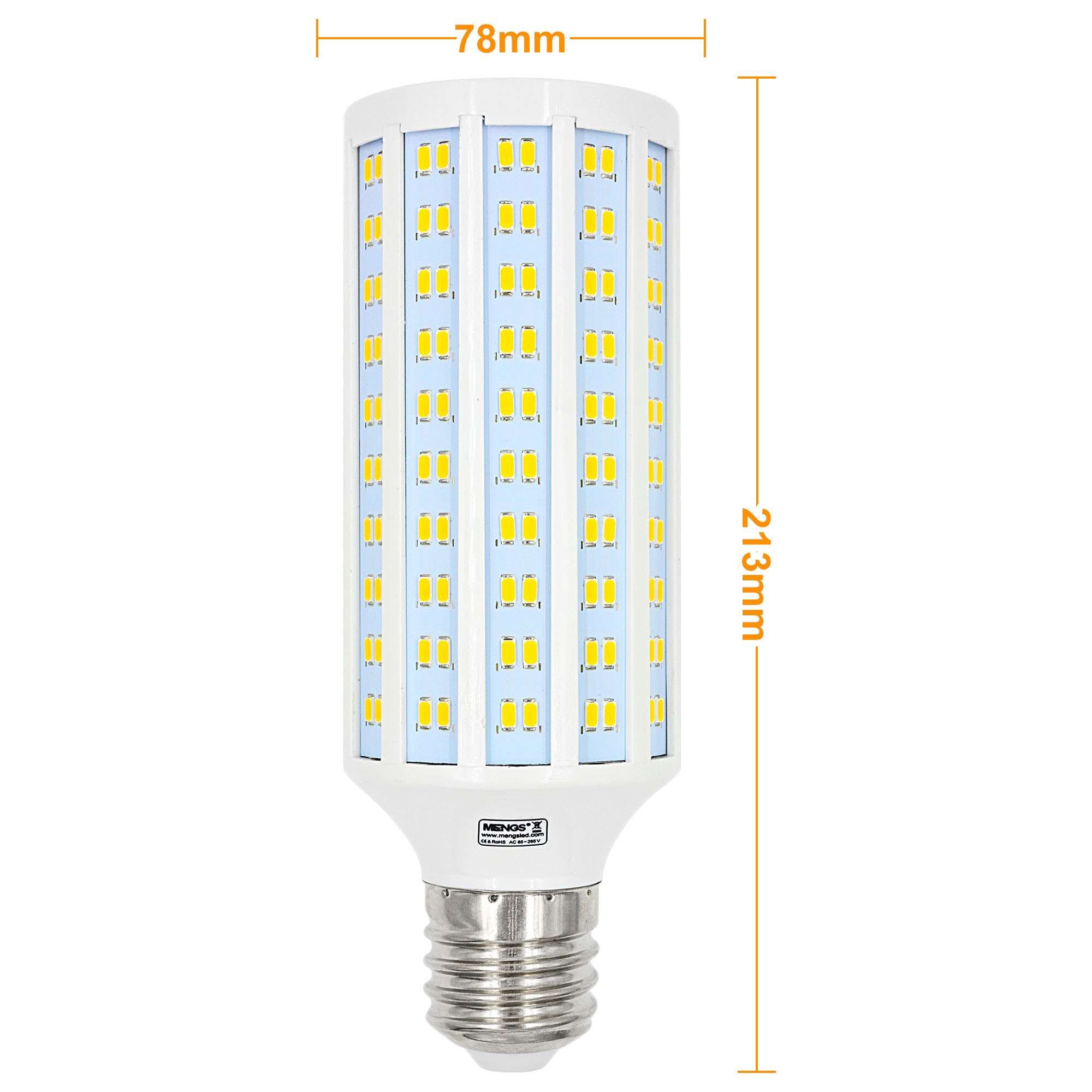 Meng Led Corn Bulb Aluminum Led Energy Saving Bulb Led Street Light Photography Light Screw E27 B22 E40,White,100W 