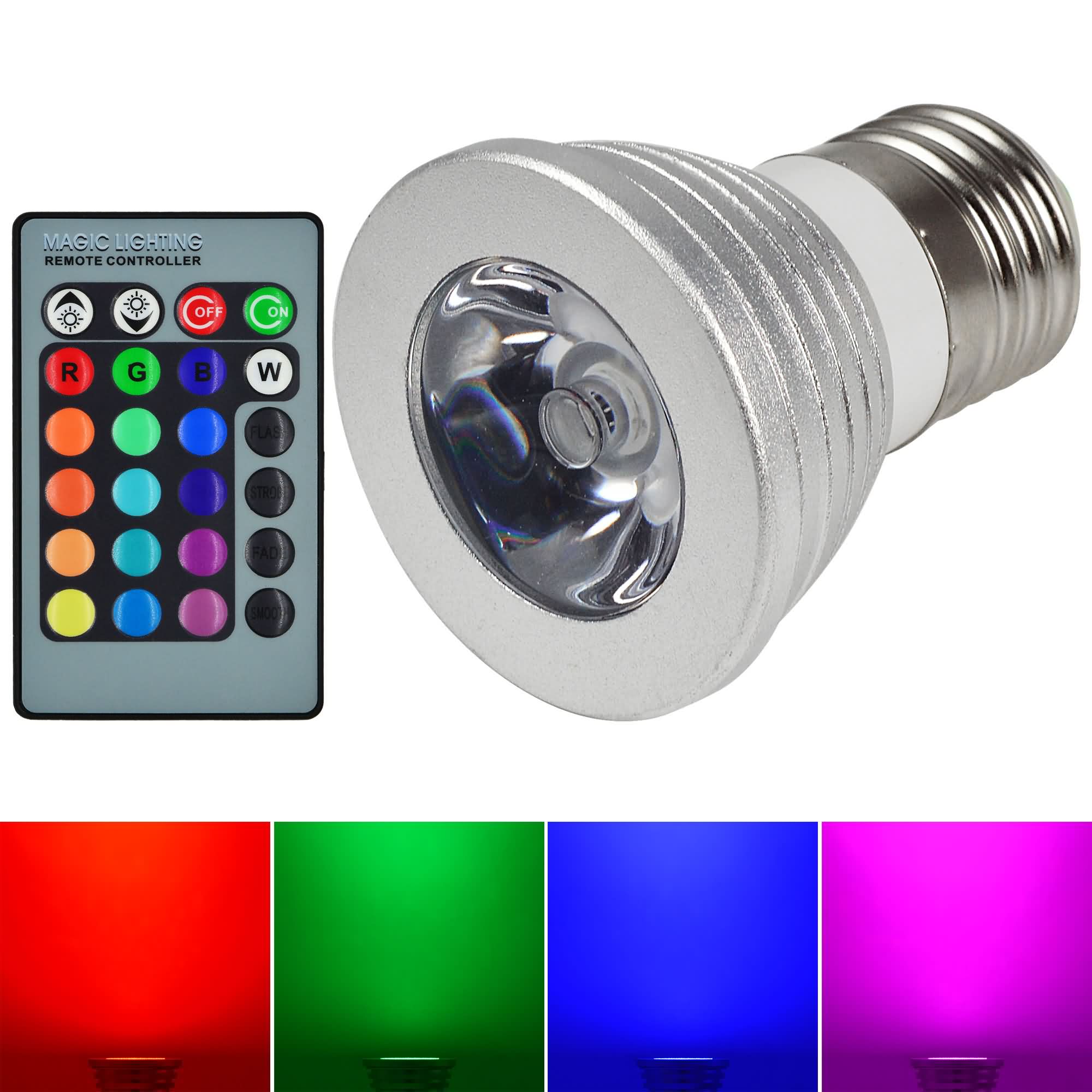 3W RGB LED ampoule avec télécommande - Cablematic